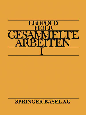 cover image of Leopold Fejér Gesammelte Arbeiten I
